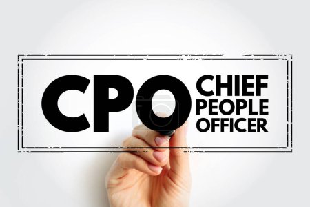 Téléchargez les photos : CPO Chief People Officer - corporate officer who oversees all aspects of human resource management and industrial relations policies, acronym text concept stamp - en image libre de droit