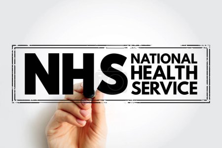 NHS National Health Service - comprehensive public-health service under government administration, acronym text concept stamp