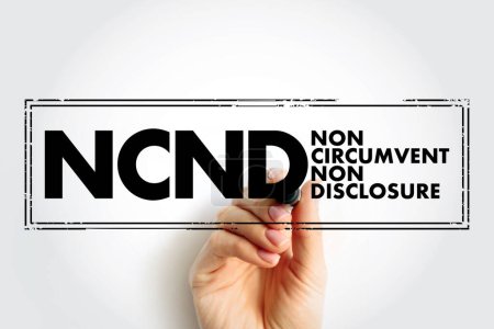Téléchargez les photos : NCND Non-Circumvent and Non-Disclosure - legally-binding agreement that is established to prevent a business from being bypassed, acronym text concept stamp - en image libre de droit