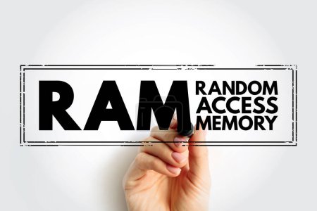 Foto de RAM Random Access Memory - form of computer memory that can be read and changed in any order, acronym text concept stamp - Imagen libre de derechos