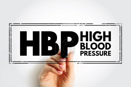 Photo for HBP High blood pressure - hypertension, is blood pressure that is higher than normal, acronym text concept stamp - Royalty Free Image