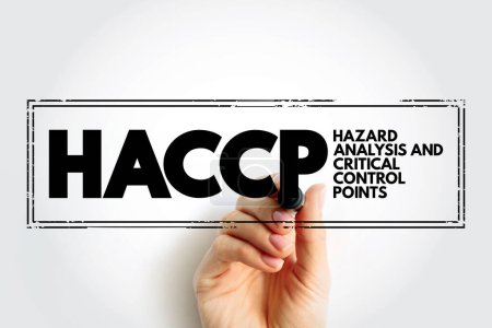 Foto de HACCP - Análisis de Peligros y Puntos de Control Crítico sigla de sello, fondo conceptual - Imagen libre de derechos