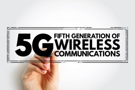 Téléchargez les photos : 5G - fifth generation of wireless communications text stamp, technology concept background - en image libre de droit