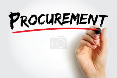 Photo for Procurement - process of finding and agreeing to terms, and acquiring goods, services, or works from an external source, text concept background - Royalty Free Image