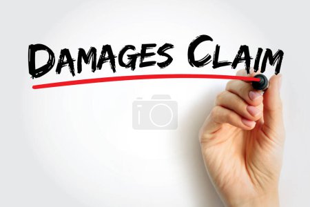 Photo for Damages Claim - money to be paid to them by a person who has damaged their reputation or property, or who has injured them, text concept background - Royalty Free Image