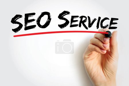 Foto de SEO Service - digital marketing service that improve rankings in search results for keywords, text concept background - Imagen libre de derechos