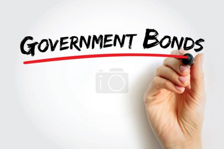 Photo for Government Bonds - debt obligation issued by a national government to support government spending, text concept background - Royalty Free Image