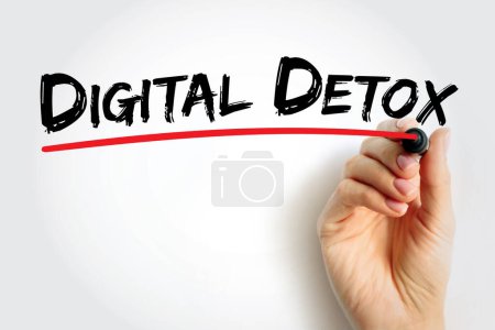 Téléchargez les photos : Désintoxication numérique - période au cours de laquelle une personne s'abstient volontairement d'utiliser des appareils numériques, texte concept arrière-plan - en image libre de droit