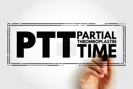 Photo for PTT - Partial Thromboplastin Time is a blood test that looks at how long it takes for blood to clot, acronym text concept stamp - Royalty Free Image