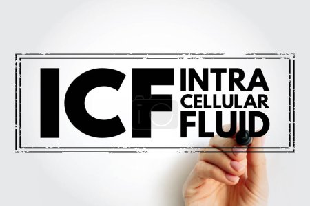 Téléchargez les photos : ICF Fluide intracellulaire est le fluide contenu dans les cellules, l'acronyme texte timbre concept arrière-plan - en image libre de droit