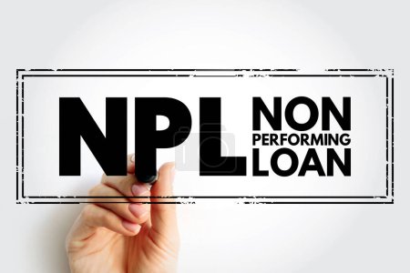 Photo for NPL Non-Performing Loan - bank loan that is subject to late repayment or is unlikely to be repaid by the borrower in full, acronym text stamp - Royalty Free Image