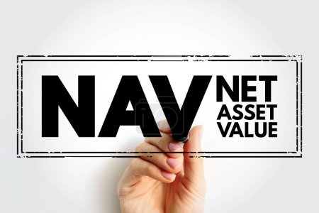 Téléchargez les photos : NAV Net Asset Value - company's total assets minus its total liabilities, acronym text stamp - en image libre de droit