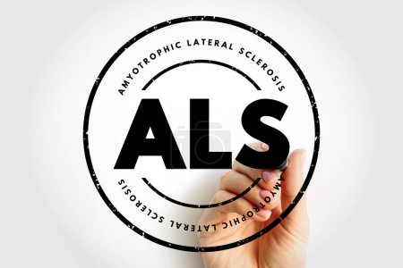 Photo for ALS Amyotrophic Lateral Sclerosis - progressive nervous system disease that affects nerve cells in the brain and spinal cord, acronym text stamp concept background - Royalty Free Image
