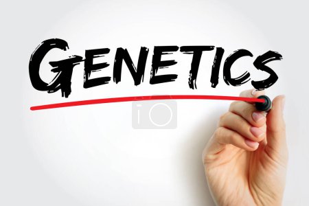 Foto de La genética es una rama de la biología que se ocupa del estudio de los genes, la variación genética y la herencia en los organismos, el fondo del concepto de texto - Imagen libre de derechos