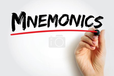 Photo for Mnemonics - instructional strategy designed to help students improve their memory of important information, text concept background - Royalty Free Image