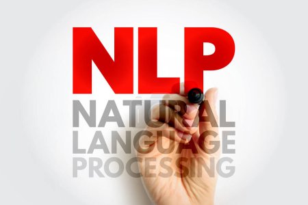 Téléchargez les photos : PNL Traitement du langage naturel - sous-domaine de la linguistique, de l'informatique et de l'intelligence artificielle, interactions entre les ordinateurs et le langage humain, concept de texte acronyme - en image libre de droit
