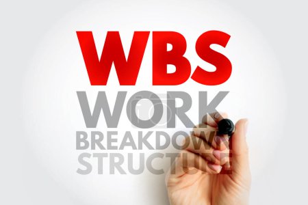 Foto de WBS Work Breakdown Structure - deliverable-oriented breakdown of a project into smaller components, acronym text concept background - Imagen libre de derechos
