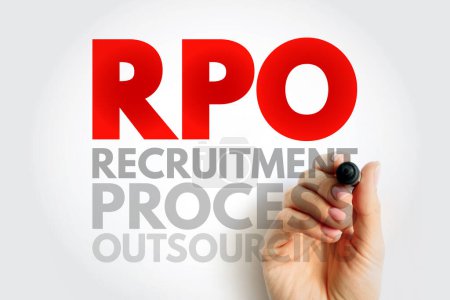 Photo for RPO Recruitment Process Outsourcing - when a company transfers all or part of its permanent recruitment to an external provider, acronym text concept background - Royalty Free Image
