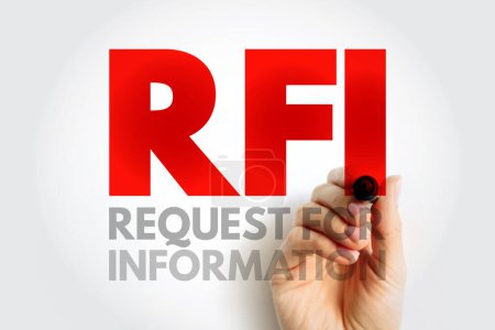 RFI Request For Information - common business process whose purpose is to collect written information about the capabilities of various suppliers, acronym text concept background