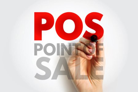 POS Point Of Sale - time and place where a retail transaction is completed, acronym text concept background