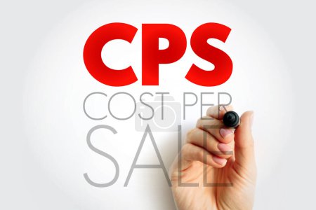 CPS Cost Per Sale - metric used by advertising teams to determine the amount of money paid for every sale, acronym text concept background