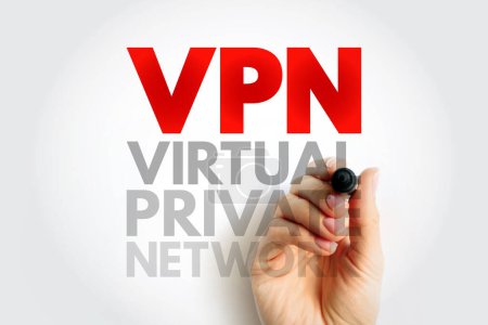 VPN Virtual Private Network - encrypted connection over the Internet from a device to a network, acronym text concept background