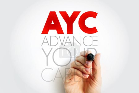AYC - Advance Your Career acronym, business concept background
