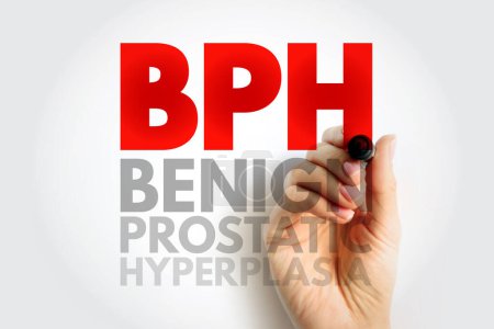 HPB Hiperplasia prostática benigna: afección en hombres en los que la glándula prostática está agrandada y no es cancerosa, fondo del concepto de texto acrónimo