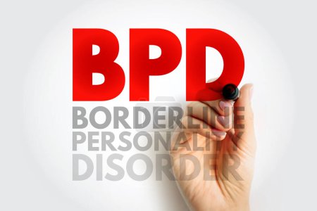 BPD Borderline Personality Disorder - psychische Störung, die die Art und Weise beeinflusst, wie Sie über sich selbst und andere denken und fühlen, Akronym Textkonzept Hintergrund