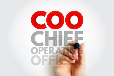 Jefe de Operaciones COO - uno de los puestos ejecutivos de más alto rango en una organización, fondo de concepto de texto acrónimo