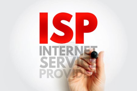 ISP Internet Service Provider - Unternehmen, das sowohl Unternehmen als auch Verbrauchern Zugang zum Internet bietet, Akronym Textkonzept Hintergrund