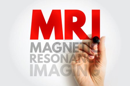 MRT Magnetresonanztomographie - nichtinvasive Test-Ärzte verwenden, um Erkrankungen zu diagnostizieren, Akronym Textkonzept Hintergrund