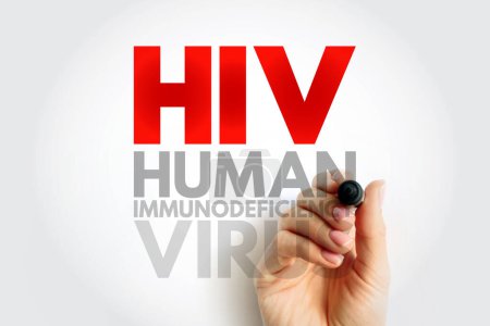 HIV Human Immunodeficiency Virus - Virus, das die Zellen in Ihrem Immunsystem schädigt und Ihre Fähigkeit schwächt, alltägliche Infektionen und Krankheiten zu bekämpfen, Akronym Textkonzept Hintergrund