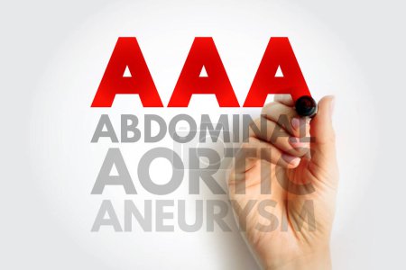 Foto de AAA Abdominal Aortic Aneurysm - localized enlargement of the abdominal aorta, acronym text concept background - Imagen libre de derechos