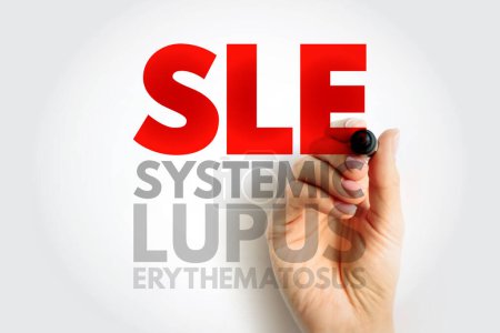 SLE Systemischer Lupus Erythematodes - Autoimmunerkrankung, die durch Antikörper gegen nukleare und zytoplasmatische Antigene gekennzeichnet ist, Akronym Textkonzept Hintergrund