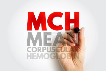 MCH Mean Corpuscular Hemoglobin - measure of the average amount of hemoglobin in your red blood cells, acronym text concept background