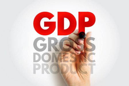 GDP Gross Domestic Product - monetary measure of the market value of all the final goods and services produced in a specific time period by countries, acronym text concept background