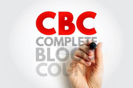 Foto de Recuento sanguíneo completo de CBC: análisis de sangre utilizado para evaluar su salud general y detectar una amplia gama de trastornos, antecedentes de concepto de texto acrónimo - Imagen libre de derechos