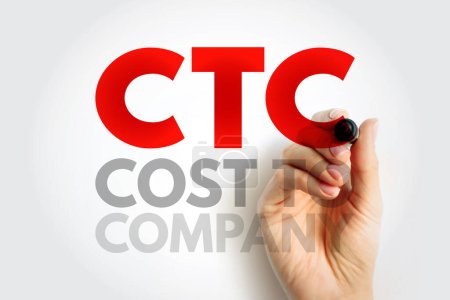 CTC Costo para la empresa - paquete salarial total de un empleado, fondo de concepto de texto acrónimo