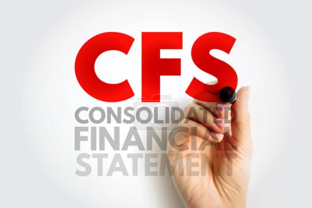 CFS Consolidated Financial Statement - assets, liabilities, equity, income, expenses and cash flows of a parent and its subsidiaries, acronym text concept background