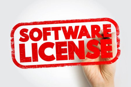 Software License - legal instrument governing the use or redistribution of software, text stamp concept for presentations and reports