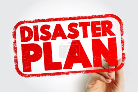 Foto de Disaster Plan text stamp, concept background - Imagen libre de derechos