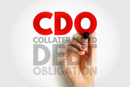Obligación de deuda garantizada de CDO: tipo de valor respaldado por activos estructurados, fondo de concepto de texto acrónimo