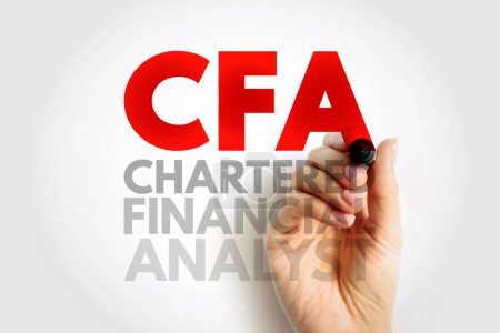 CFA analyste financier agréé - programme est une certification professionnelle postdoctorale, fond de concept de texte acronyme