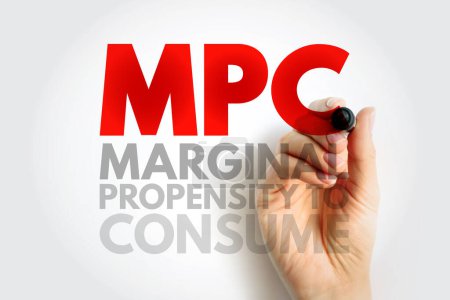 MPC Marginal Propensity to Consume - proportion of an increase in income that gets spent on consumption, acronym text concept background