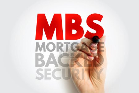 MBS Mortgage Backed Security - durch Eigenheim- und andere Immobilienkredite besicherte Anleihen, Akronym Textkonzept Hintergrund