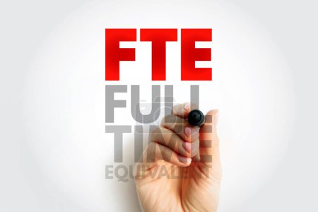 FTE Full Time Equivalent - employee's scheduled hours divided by the employer's hours for a full-time workweek, acronym text concept background