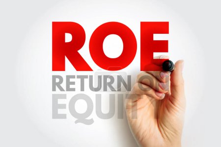 ROE Return On Equity - measure of the profitability of a business in relation to the equity, acronym text concept background