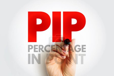 PIP Percentage In Point - a unit of change in an exchange rate of a currency pair, acronym text concept background