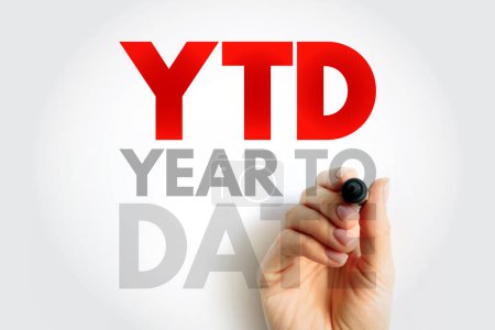 YTD Year To Date - Zeitraum vom ersten Tag des aktuellen Kalenderjahres oder Geschäftsjahres bis zum aktuellen Datum, Akronym Textkonzept Hintergrund